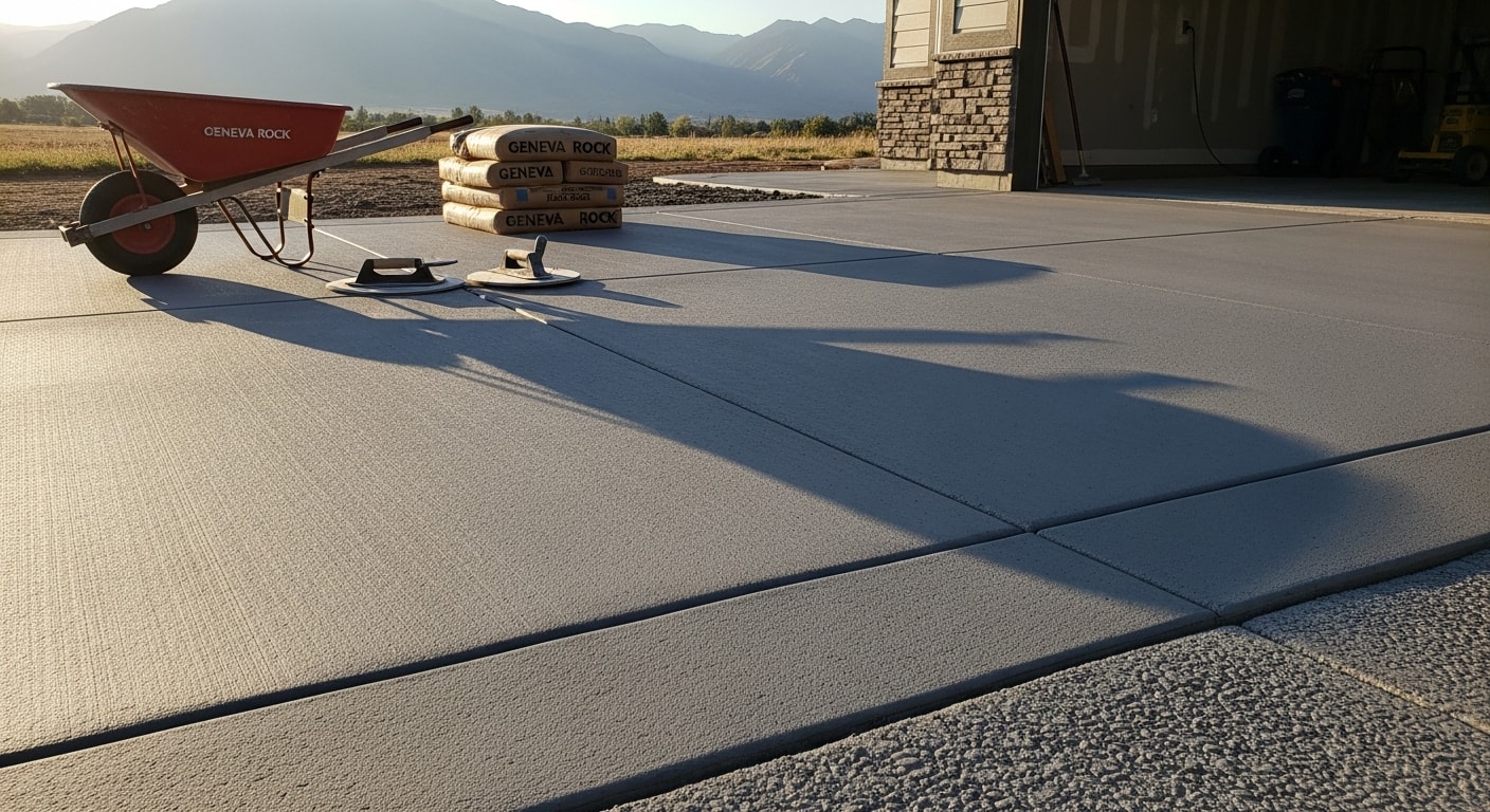 Finished concrete driveway and patio installation