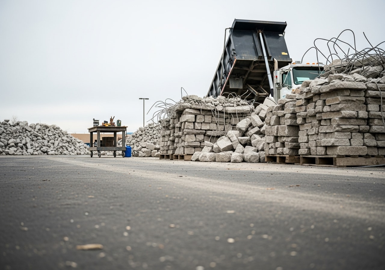 Concrete demolition and haul-away of damaged parking lot in Federal Heights, Utah